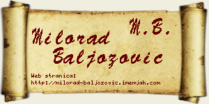 Milorad Baljozović vizit kartica